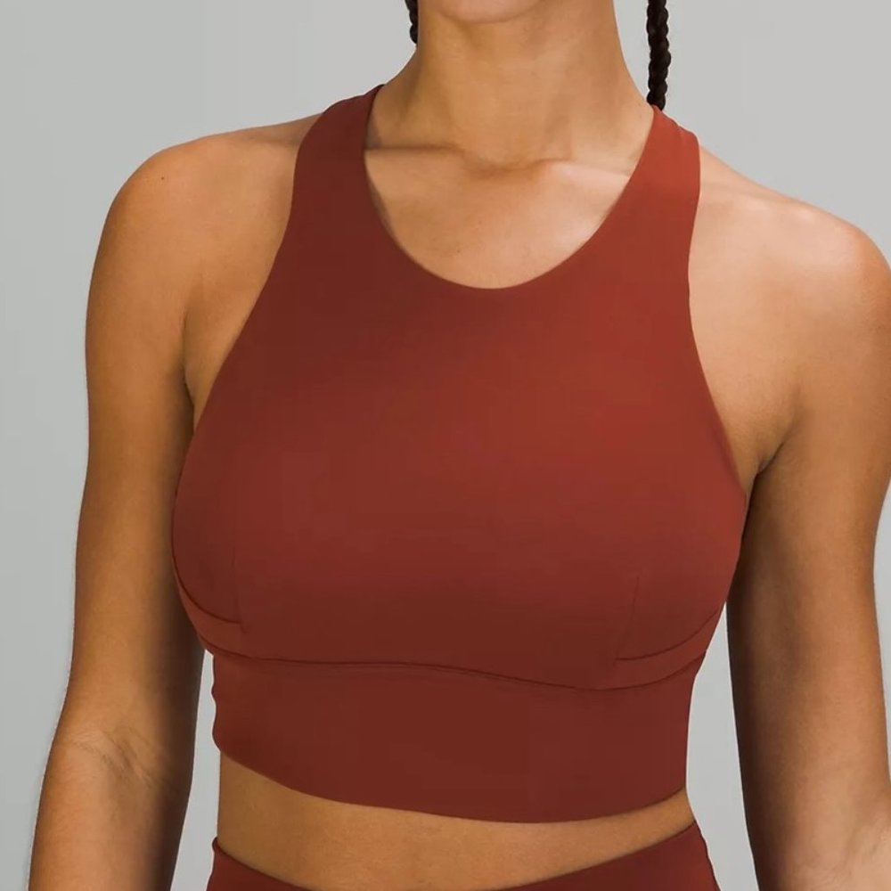 LULULEMON RACERBACK BURNT ORANGE CROPPED SHELF BRA ALIGN - 6 / M